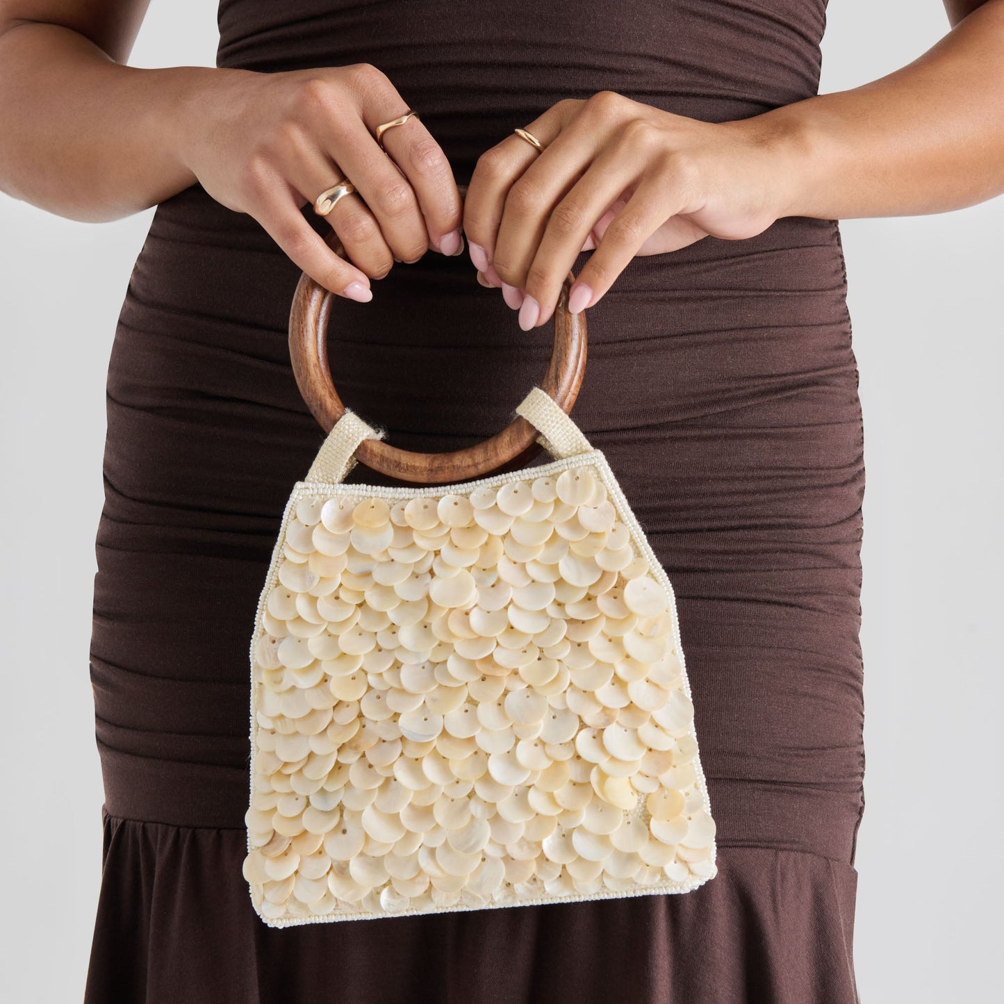 Allegra Natural Sequin Handbag - Dolce Vita
