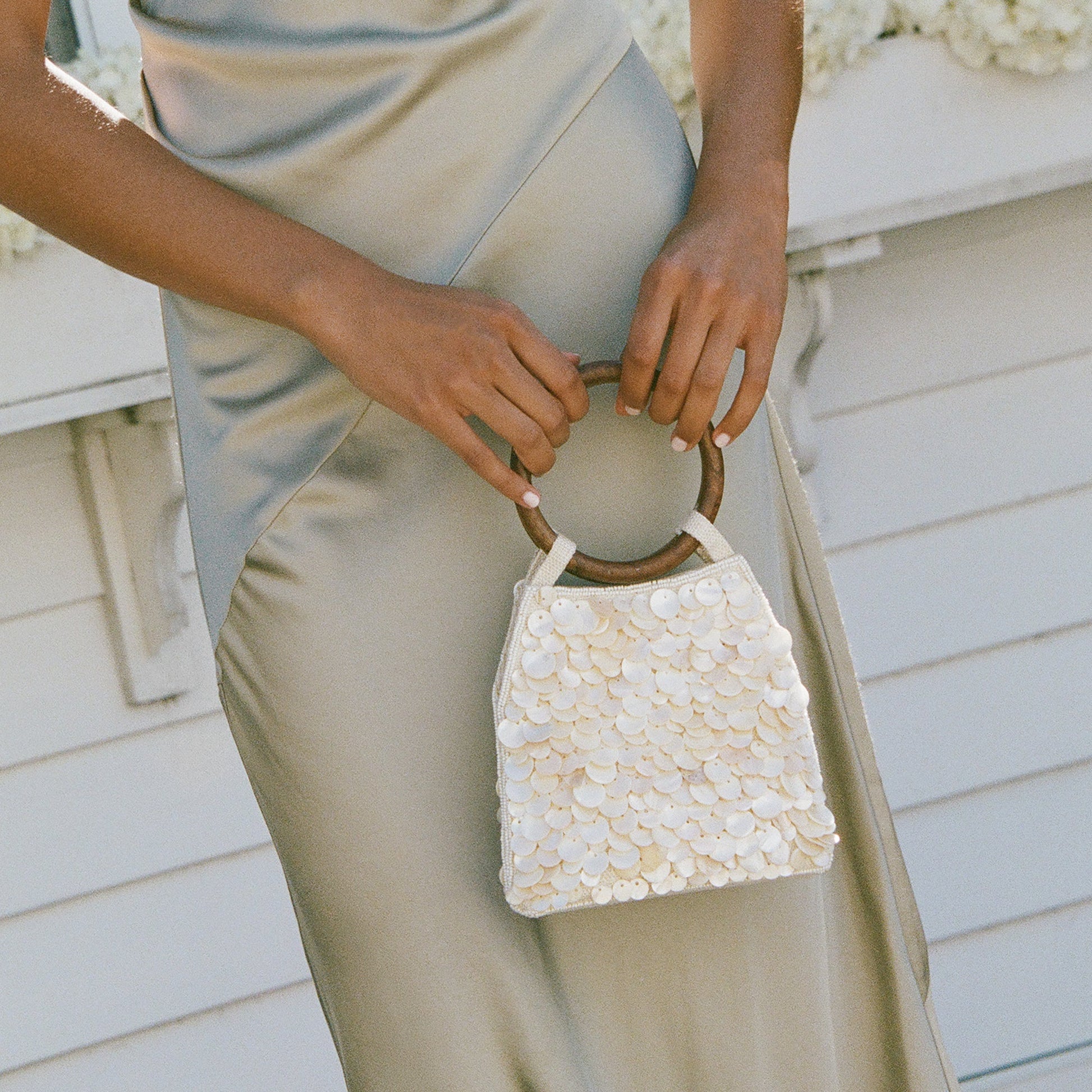 Allegra Natural Sequin Handbag - Dolce Vita