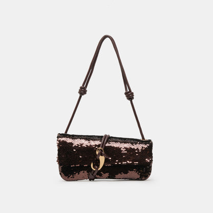 ALICE SHOULDER BAG BROWN SEQUIN STELLA - Dolce Vita