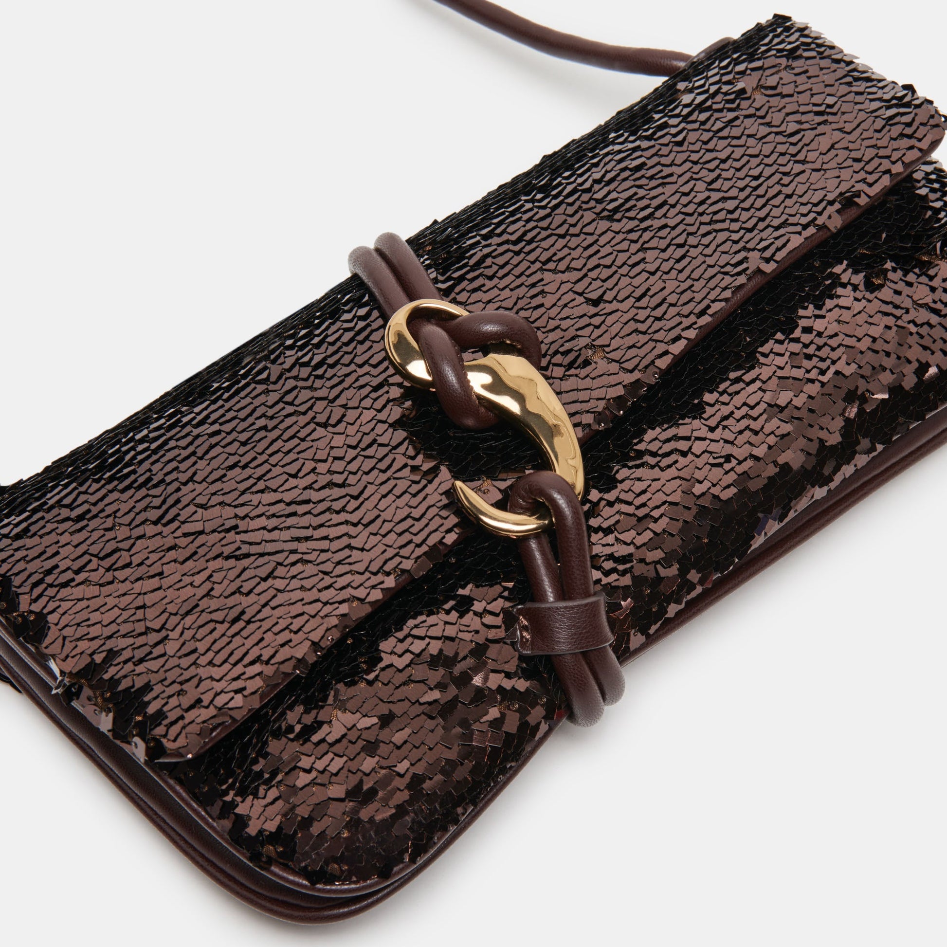 ALICE SHOULDER BAG BROWN SEQUIN STELLA - Dolce Vita