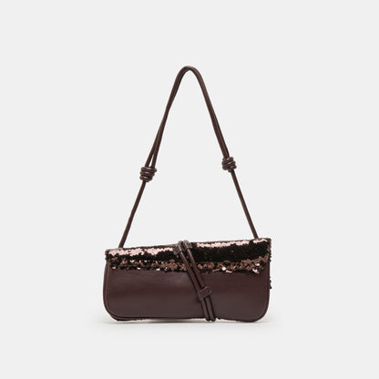 ALICE SHOULDER BAG BROWN SEQUIN STELLA - Dolce Vita