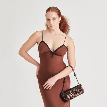 ALICE SHOULDER BAG BROWN SEQUIN STELLA - Dolce Vita
