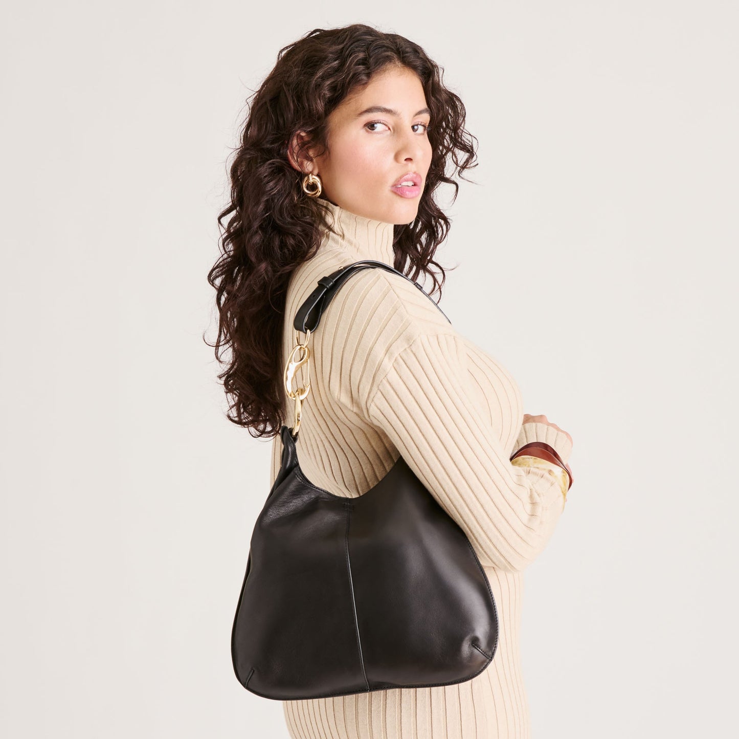 Johnnie Black Leather Shoulder Bag - Dolce Vita