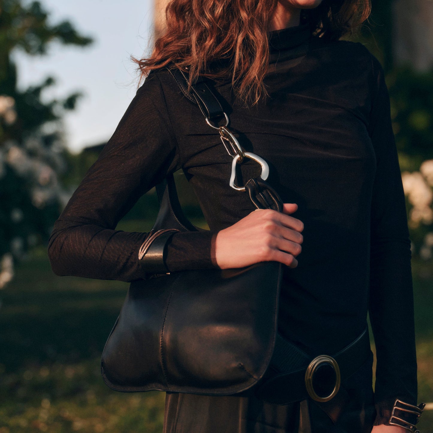 Johnnie Black Leather Shoulder Bag - Dolce Vita