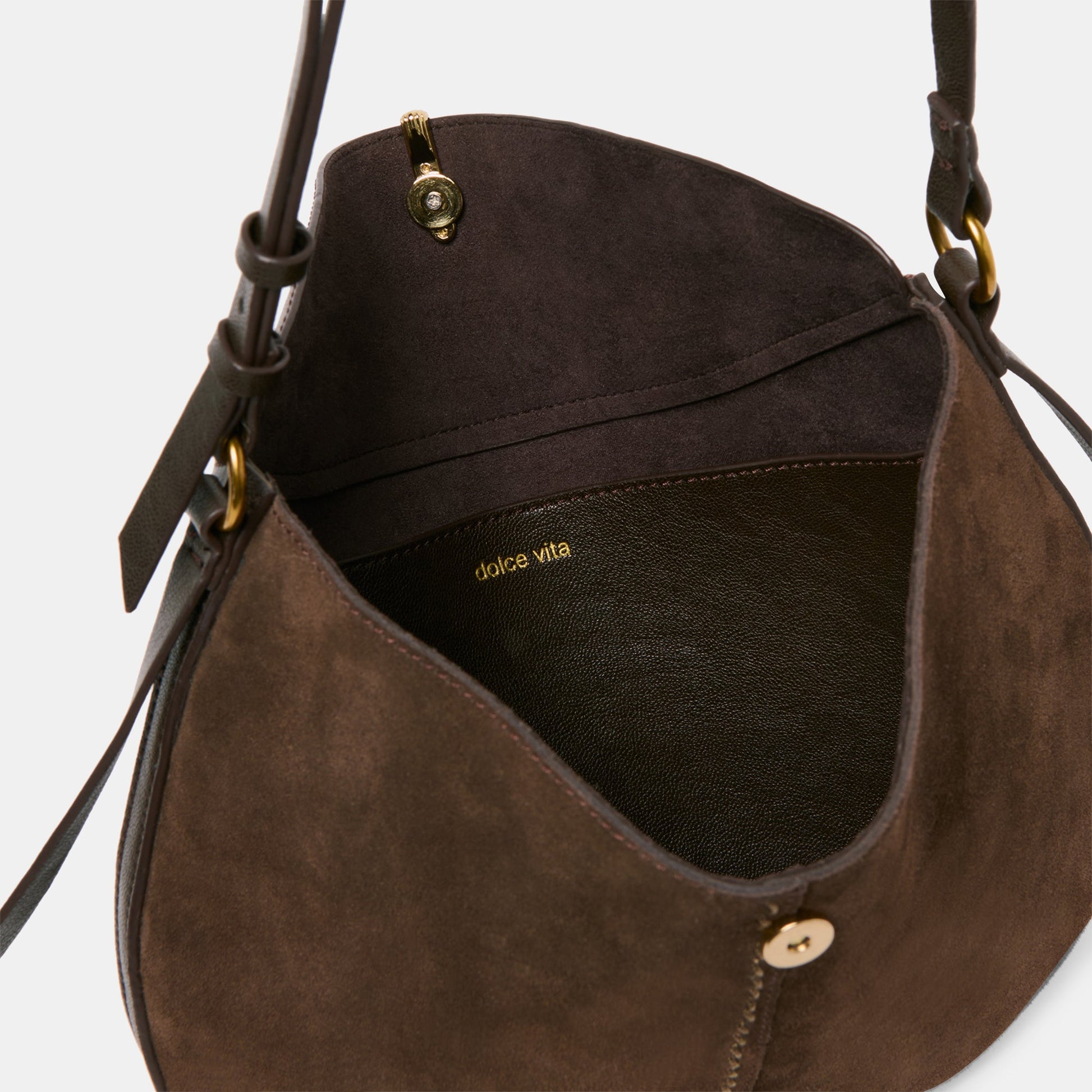 Bennett Espresso Suede Crossbody - Dolce Vita