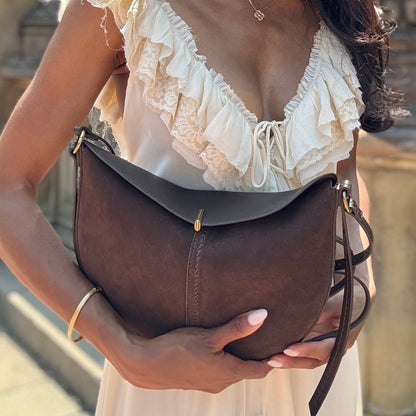 Bennett Espresso Suede Crossbody - Dolce Vita