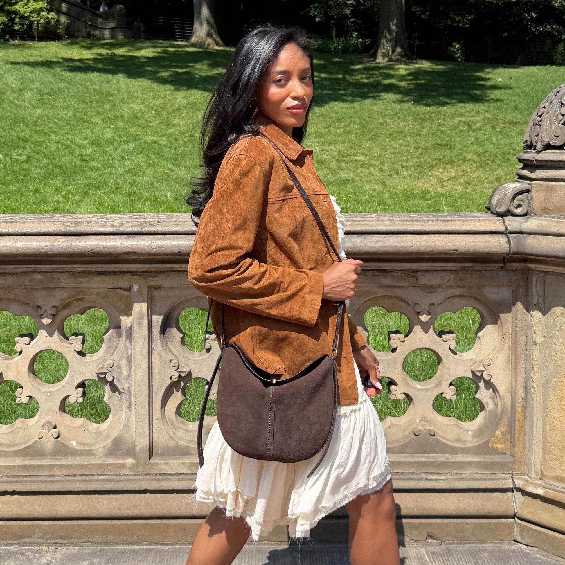 Bennett Espresso Suede Crossbody - Dolce Vita