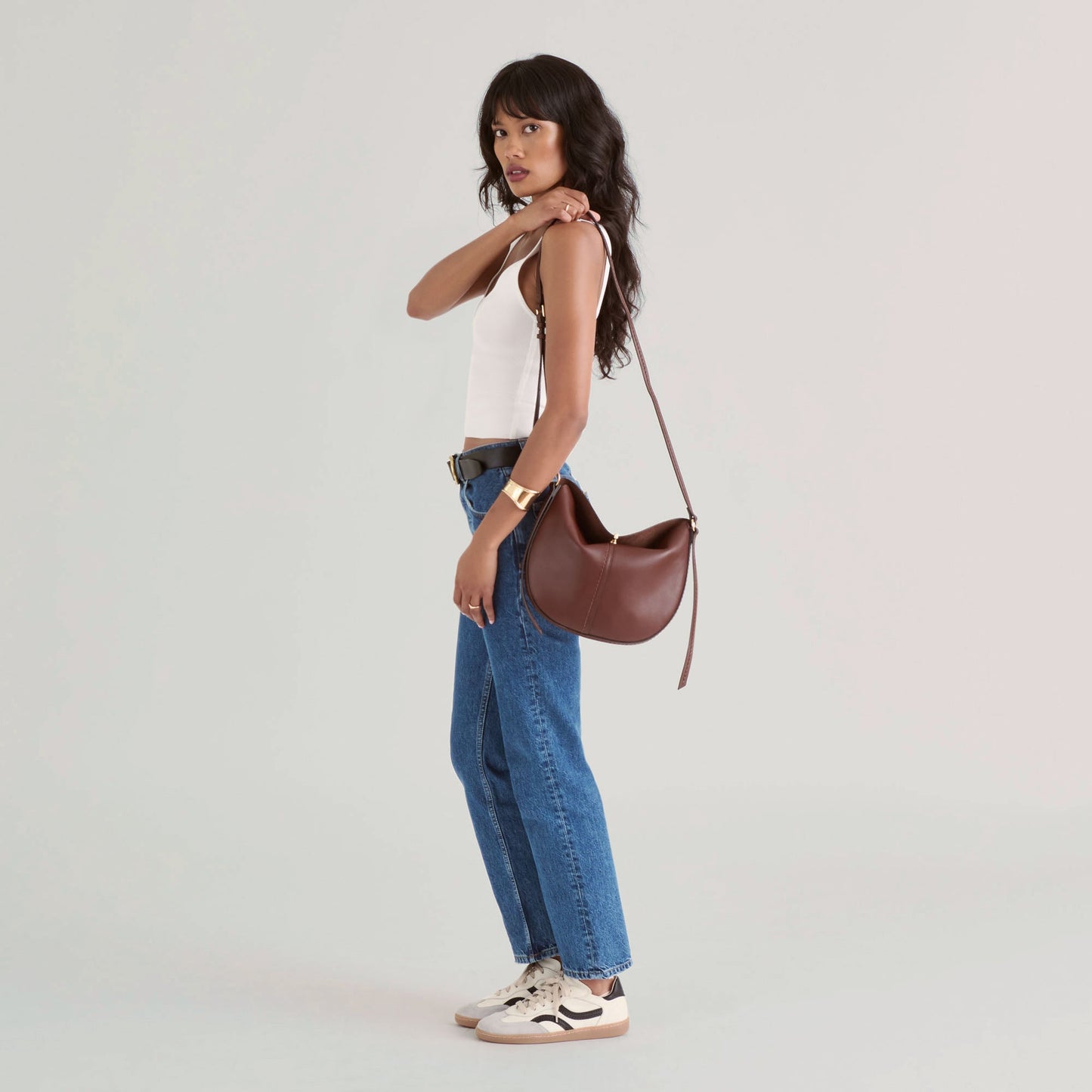 Burano Brown Leather Crossbody - Dolce Vita