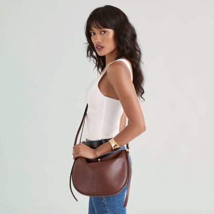 Burano Brown Leather Crossbody - Dolce Vita
