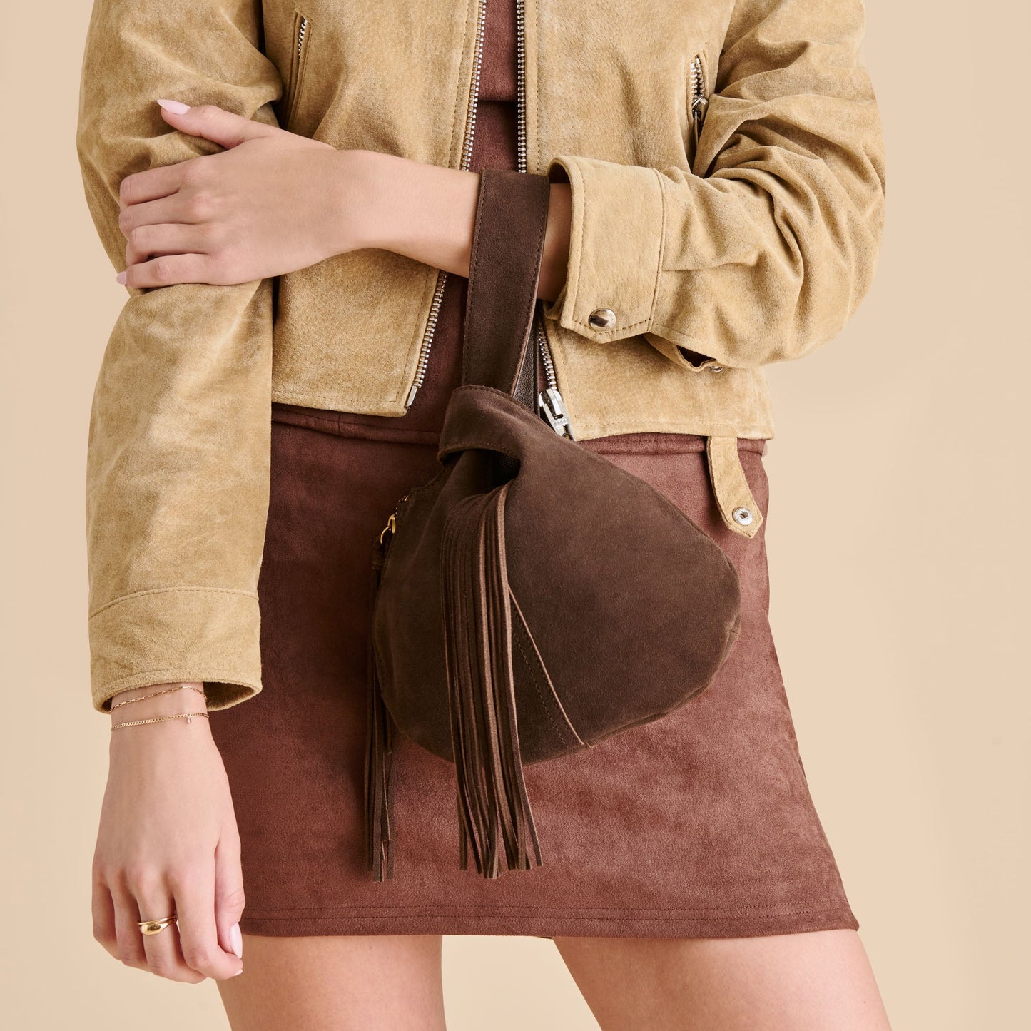Zury Espresso Suede Handbag - Dolce Vita