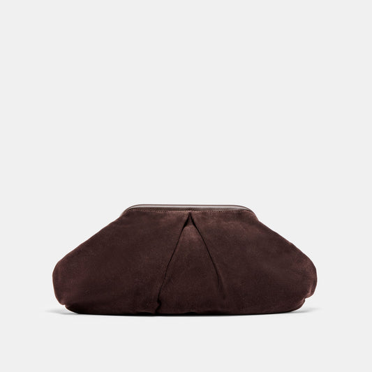 Sahara Espresso Suede Clutch - Dolce Vita