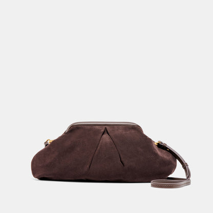 Sahara Espresso Suede Clutch - Dolce Vita