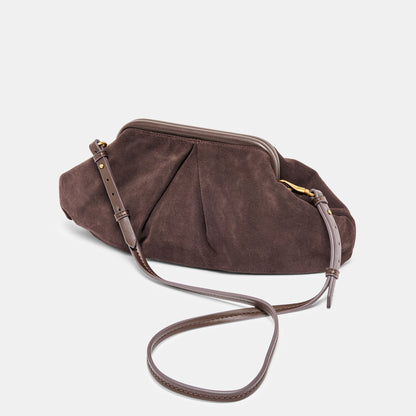 Sahara Espresso Suede Clutch - Dolce Vita
