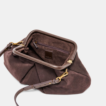Sahara Espresso Suede Clutch - Dolce Vita