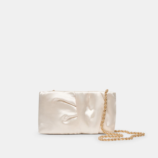 Rozey White Satin Clutch - Dolce Vita