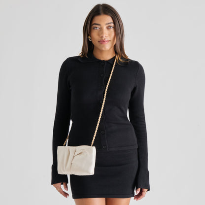 Rozey White Satin Clutch - Dolce Vita
