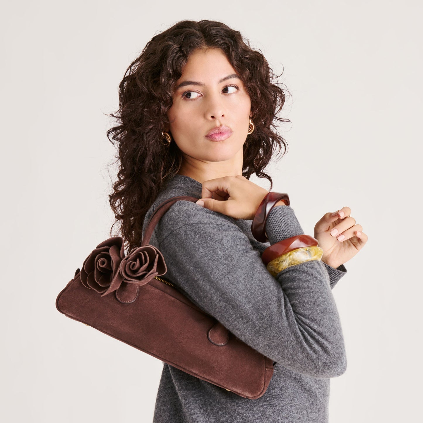 Boracay Chocolate Suede Shoulder Bag - Dolce Vita
