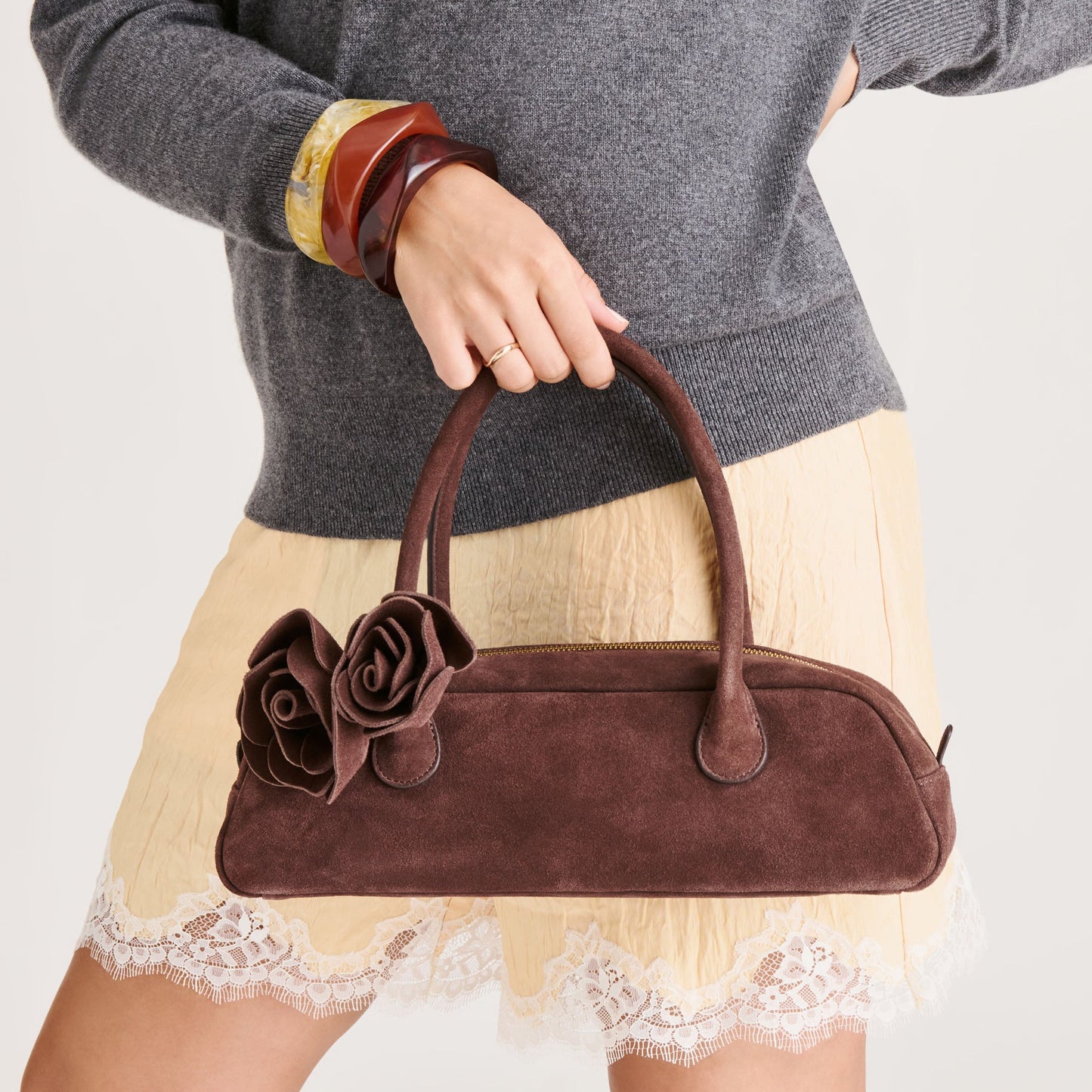 Boracay Chocolate Suede Shoulder Bag - Dolce Vita