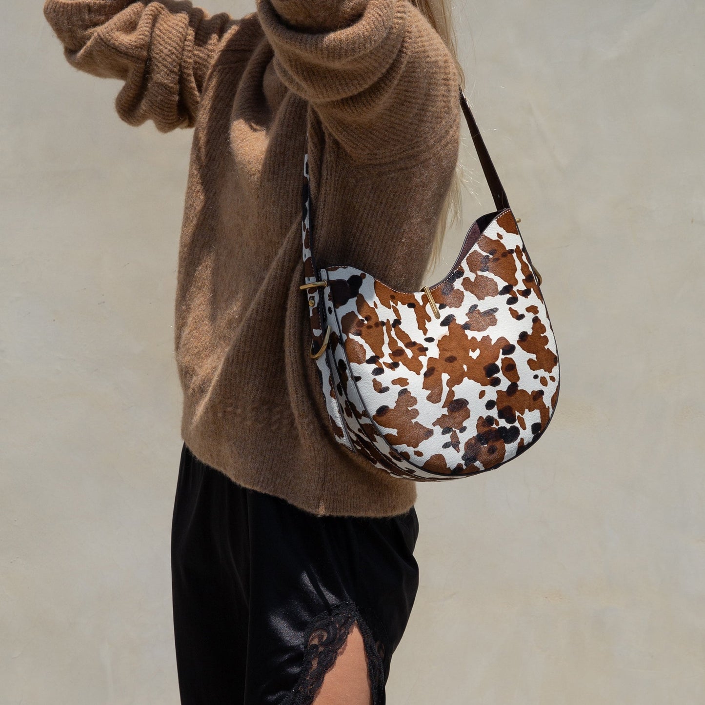 Bree Cocoa Calf Hair Shoulder Bag - Dolce Vita