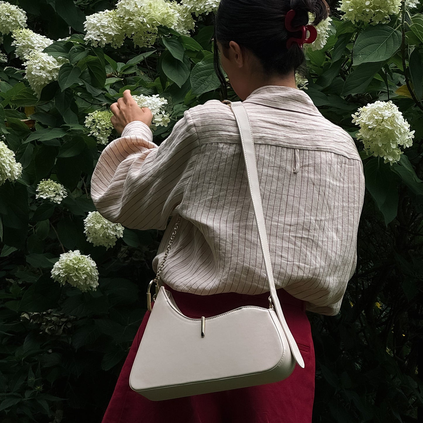 Prya Creme Leather Shoulder Bag - Dolce Vita
