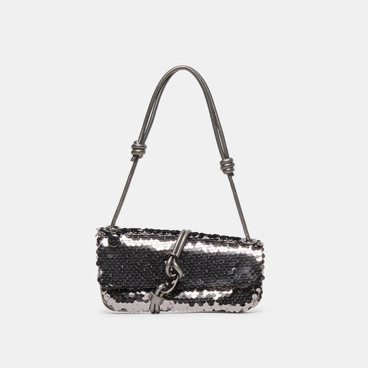 Alice Gunmetal Sequin Shoulder Bag - Dolce Vita