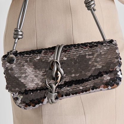 Alice Gunmetal Sequin Shoulder Bag - Dolce Vita