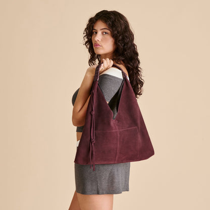 Merrick Burgundy Suede Tote - Dolce Vita