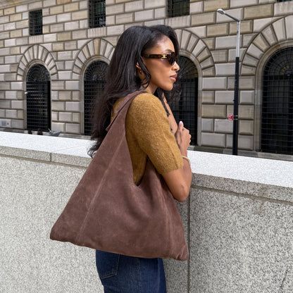 Marie Chocolate Suede Tote - Dolce Vita