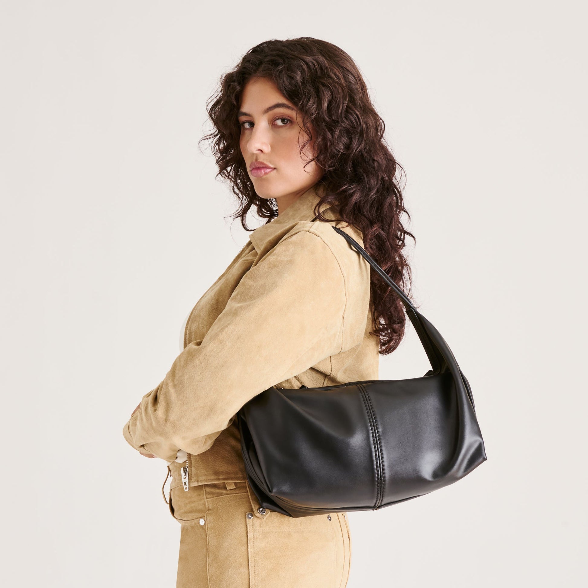Billy Black Leather Shoulder Bag - Dolce Vita