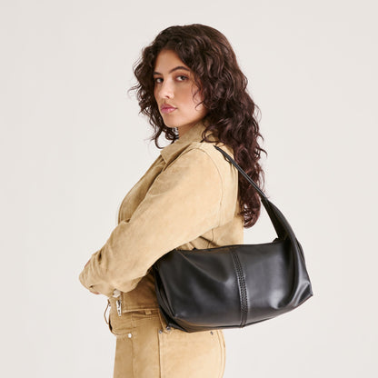 Billy Black Leather Shoulder Bag - Dolce Vita