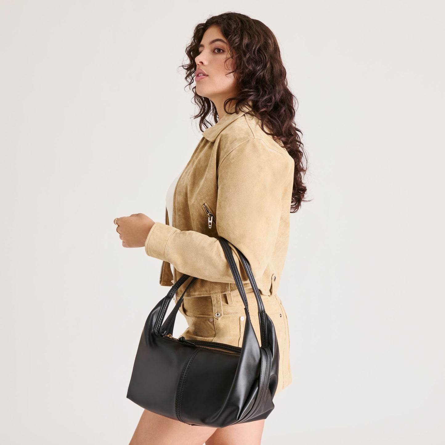Billy Black Leather Shoulder Bag - Dolce Vita