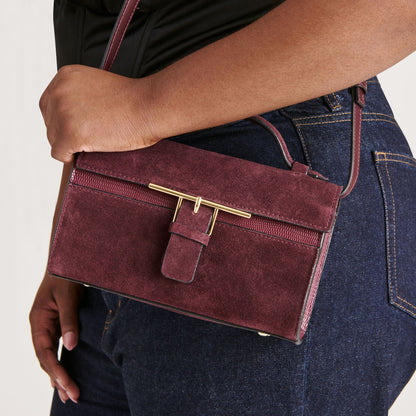 Zannone Burgundy Suede Crossbody - Dolce Vita