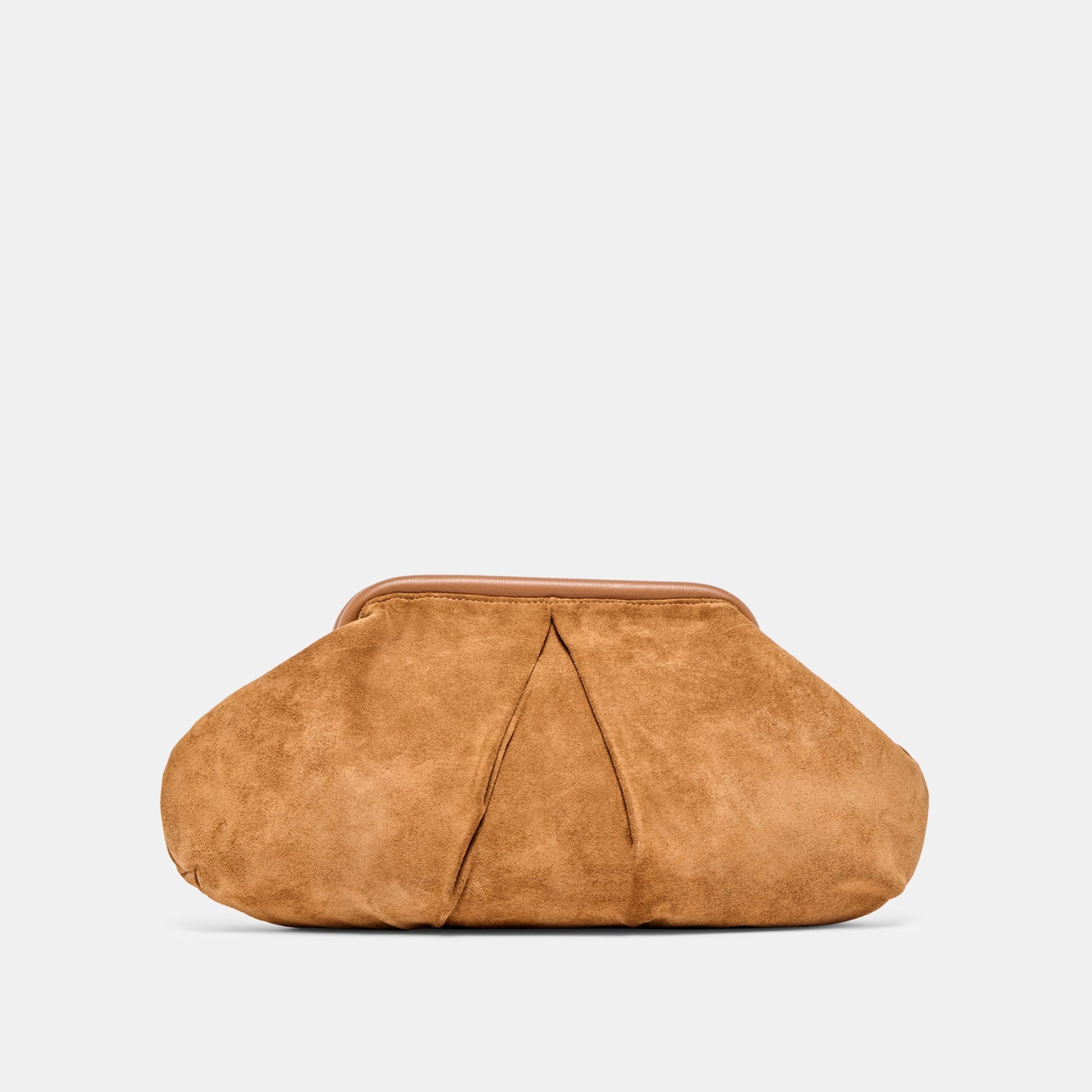 Sahara Cognac Suede Clutch - Dolce Vita