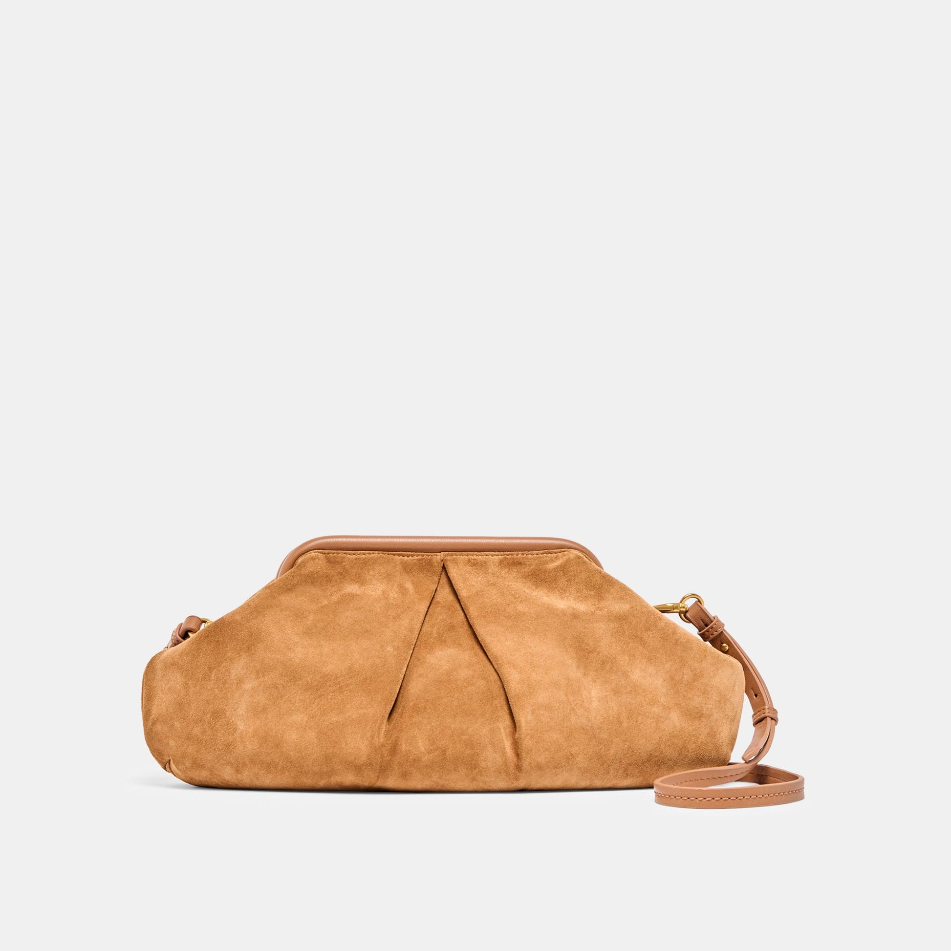 Sahara Cognac Suede Clutch - Dolce Vita