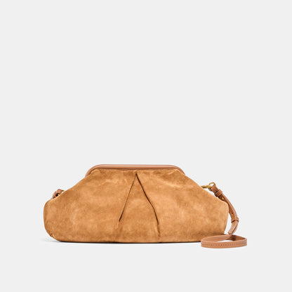 Sahara Cognac Suede Clutch - Dolce Vita