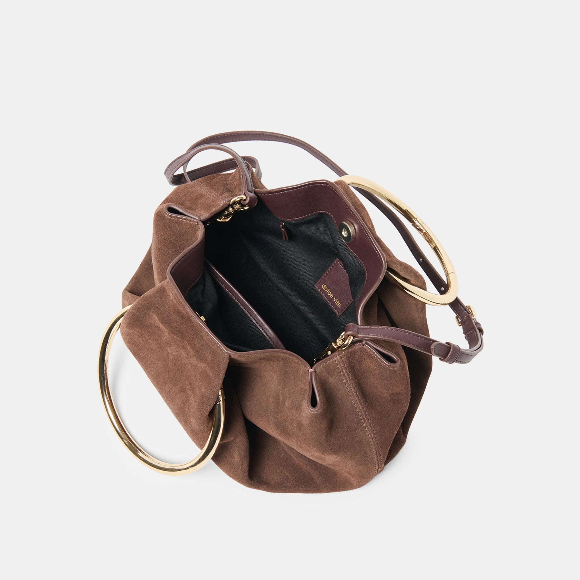 Channing Espresso Suede Handbag - Dolce Vita