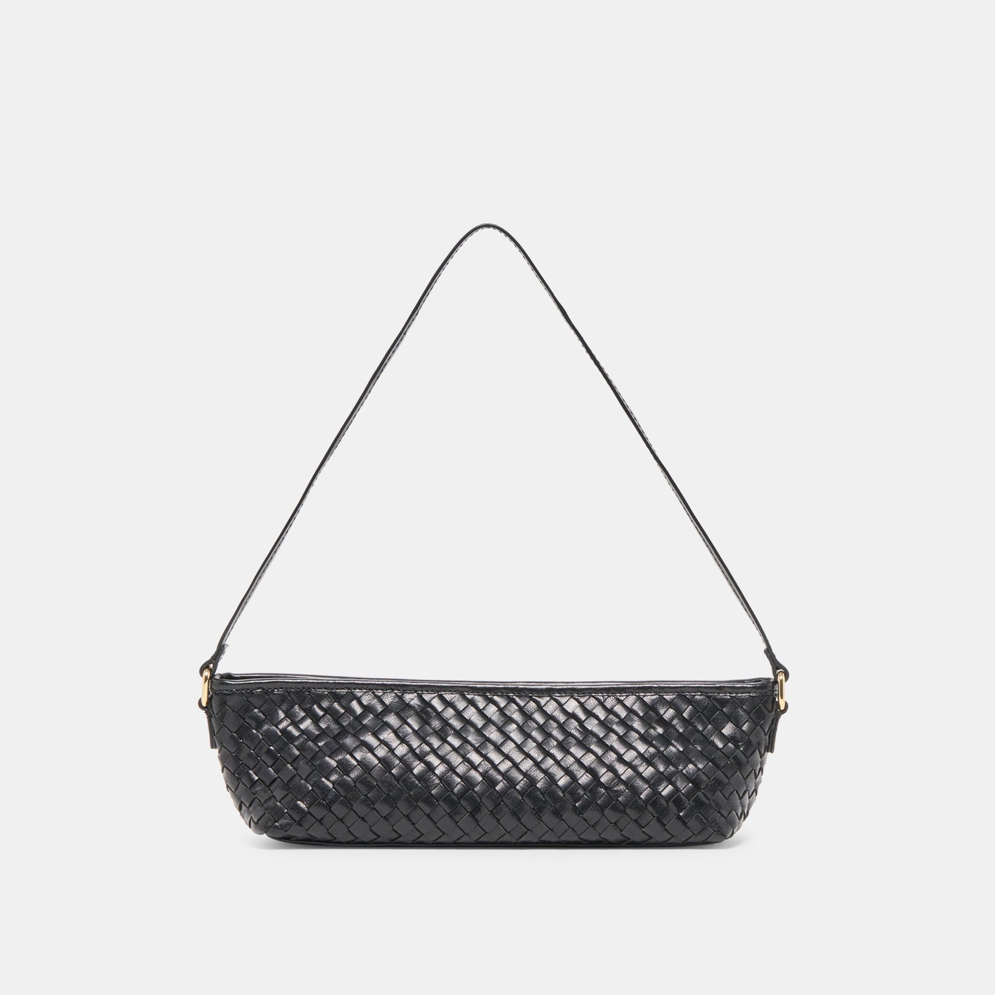 Savaii Black Woven Leather Shoulder Bag - Dolce Vita