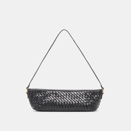 Savaii Black Woven Leather Shoulder Bag - Dolce Vita