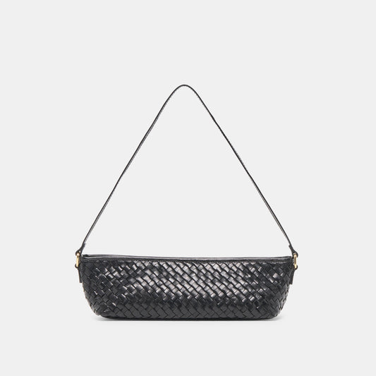 Savaii Black Woven Leather Shoulder Bag - Dolce Vita