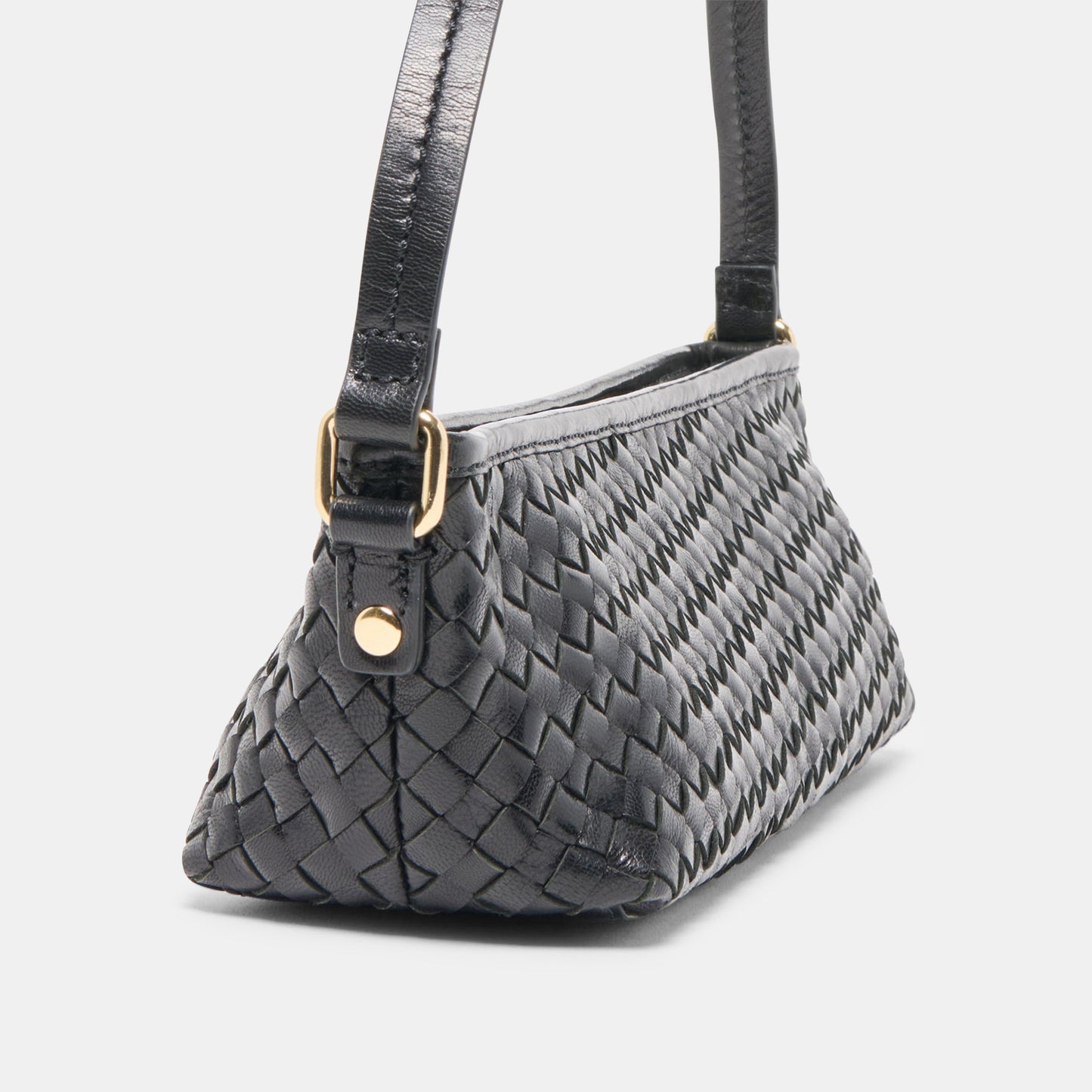 Savaii Black Woven Leather Shoulder Bag - Dolce Vita