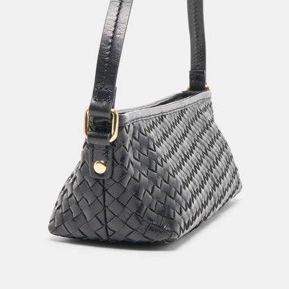 Savaii Black Woven Leather Shoulder Bag - Dolce Vita