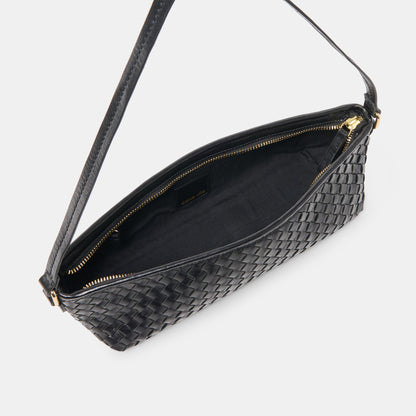 Savaii Black Woven Leather Shoulder Bag - Dolce Vita