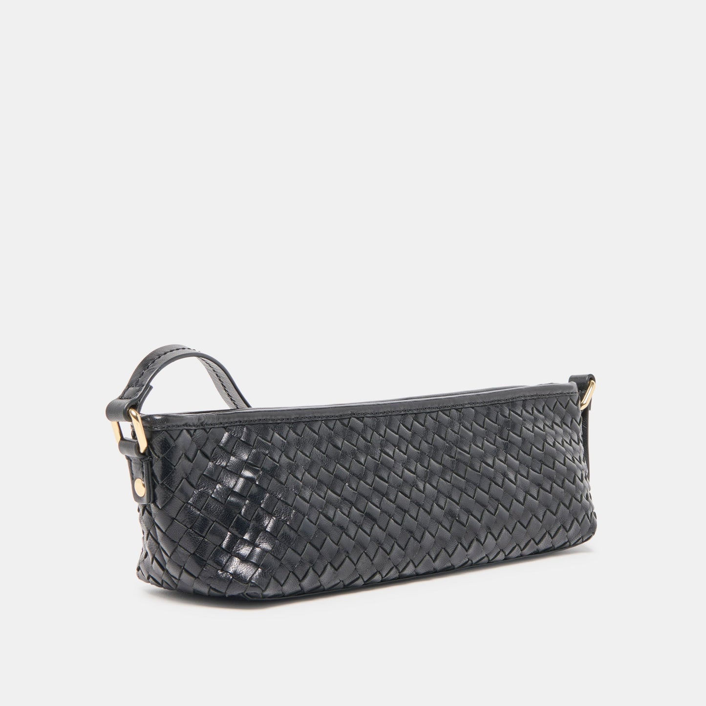 Savaii Black Woven Leather Shoulder Bag - Dolce Vita