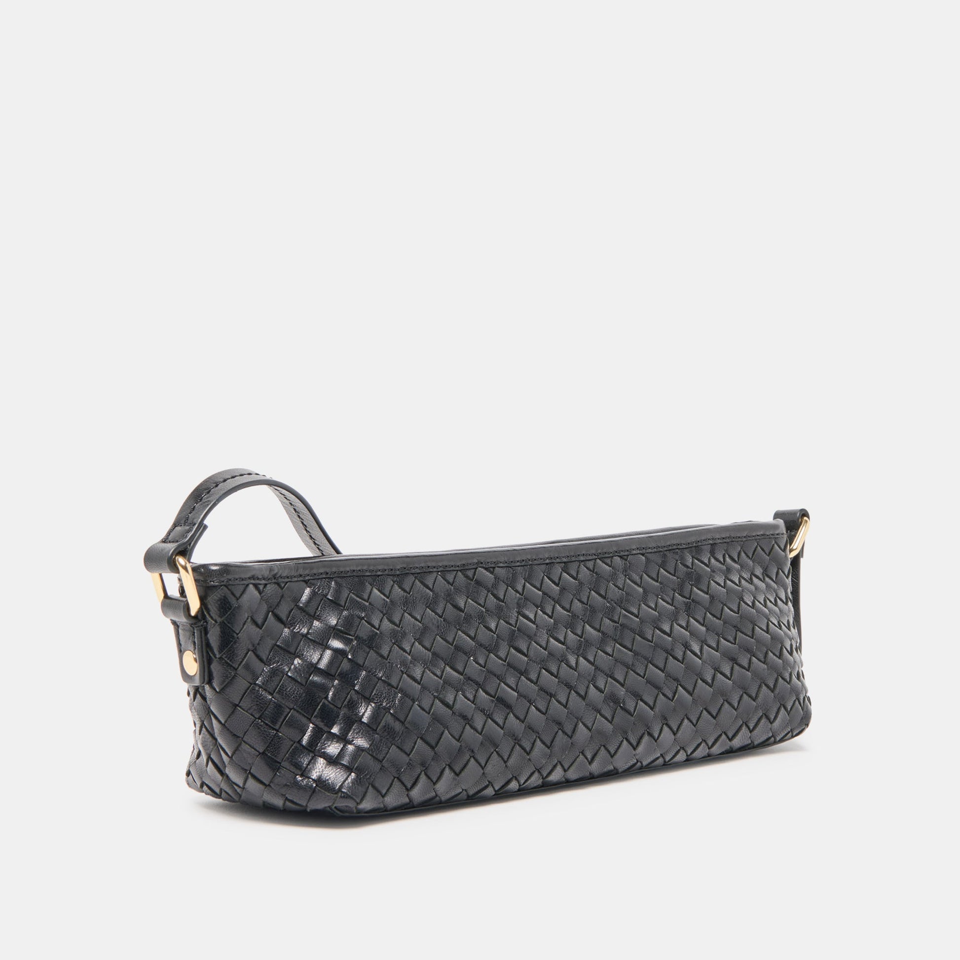 Savaii Black Woven Leather Shoulder Bag - Dolce Vita