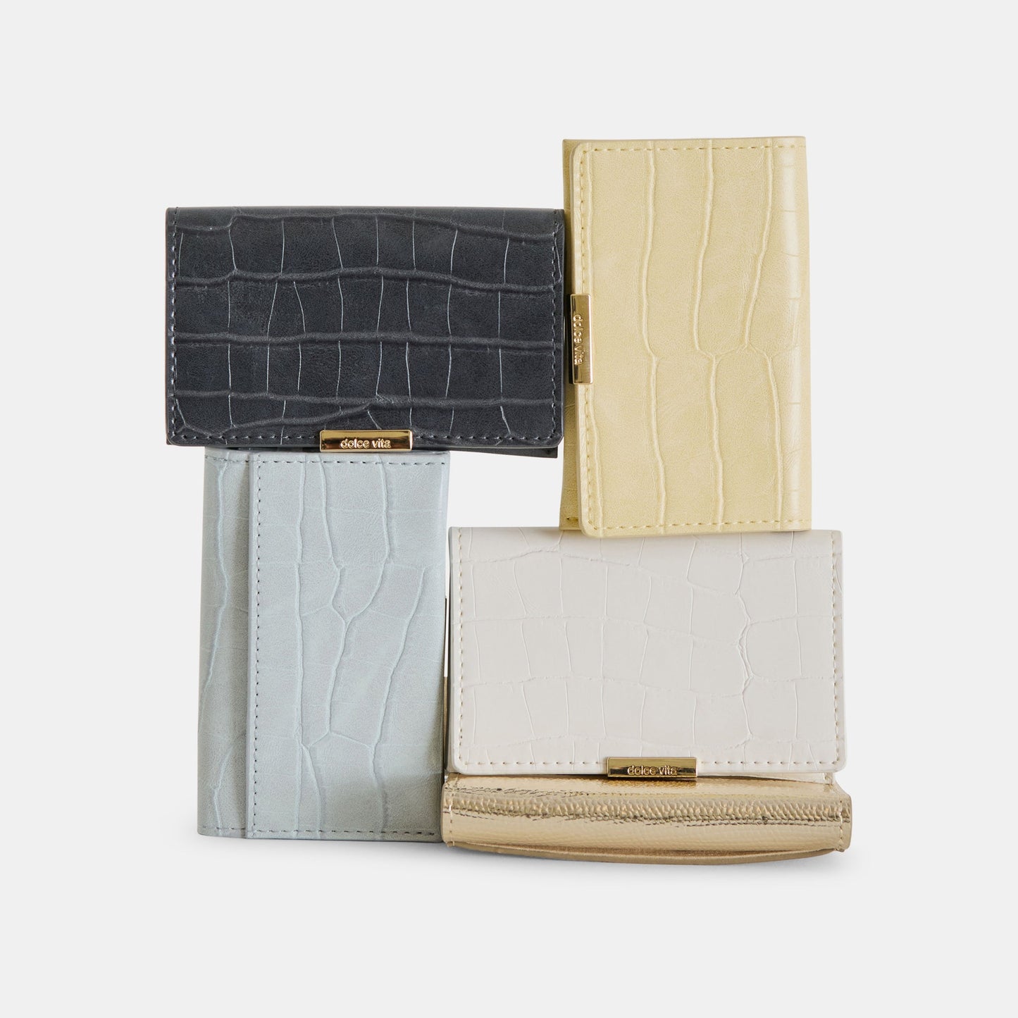 Mini-Me White Croco Stella Wallet - Dolce Vita