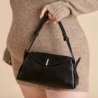 Devyn Black Leather Shoulder Bag - Dolce Vita