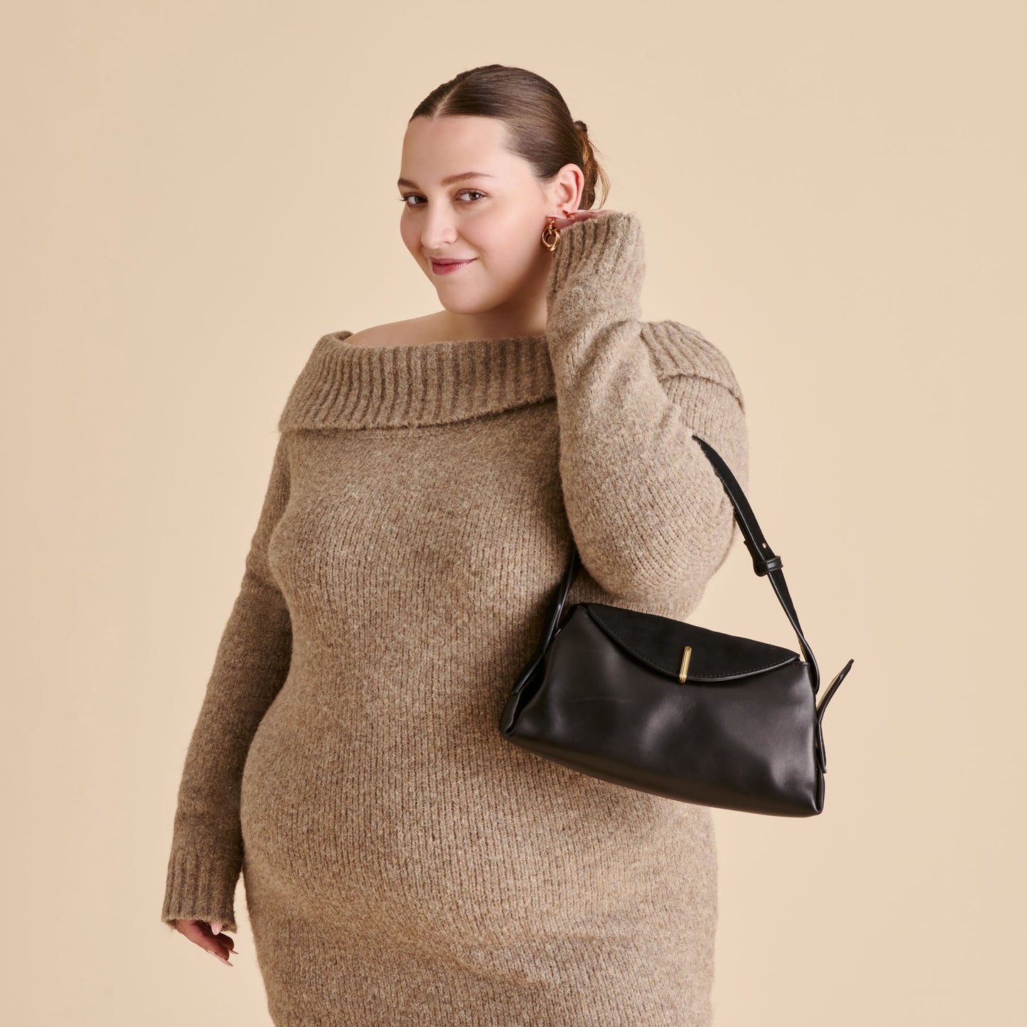 Devyn Black Leather Shoulder Bag - Dolce Vita