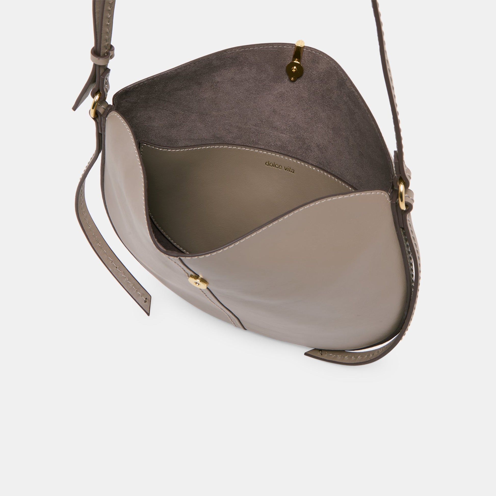 Burano Grey Leather Crossbody - Dolce Vita