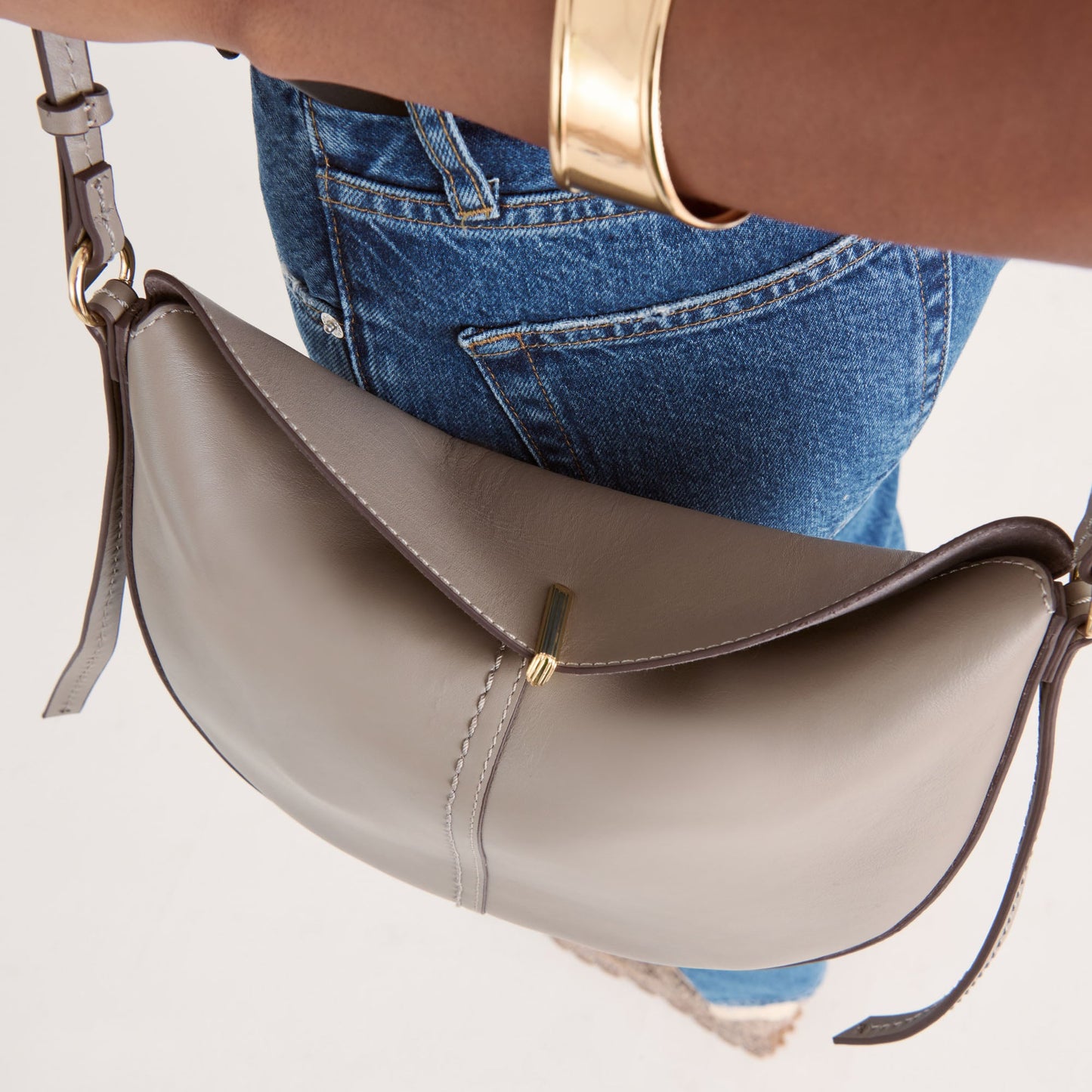 Burano Grey Leather Crossbody - Dolce Vita