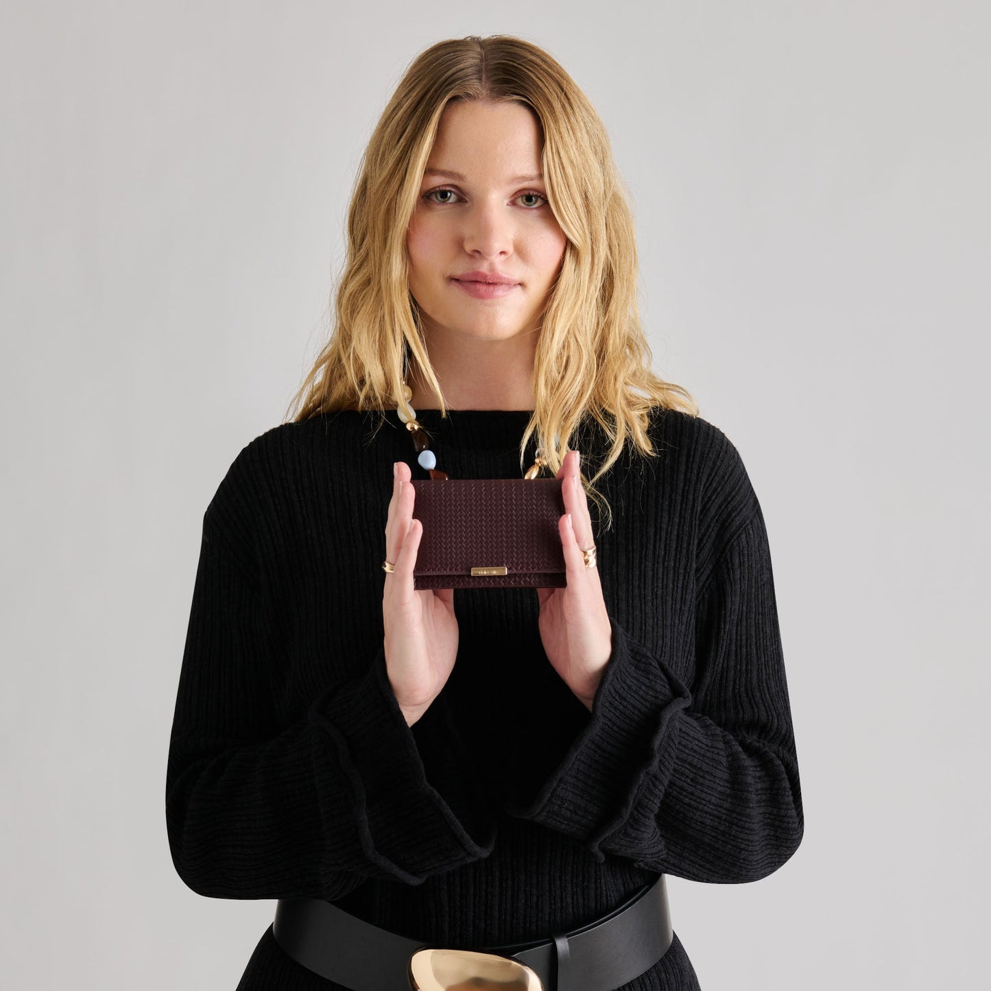 Mini-Me Burgundy Woven Stella Wallet - Dolce Vita